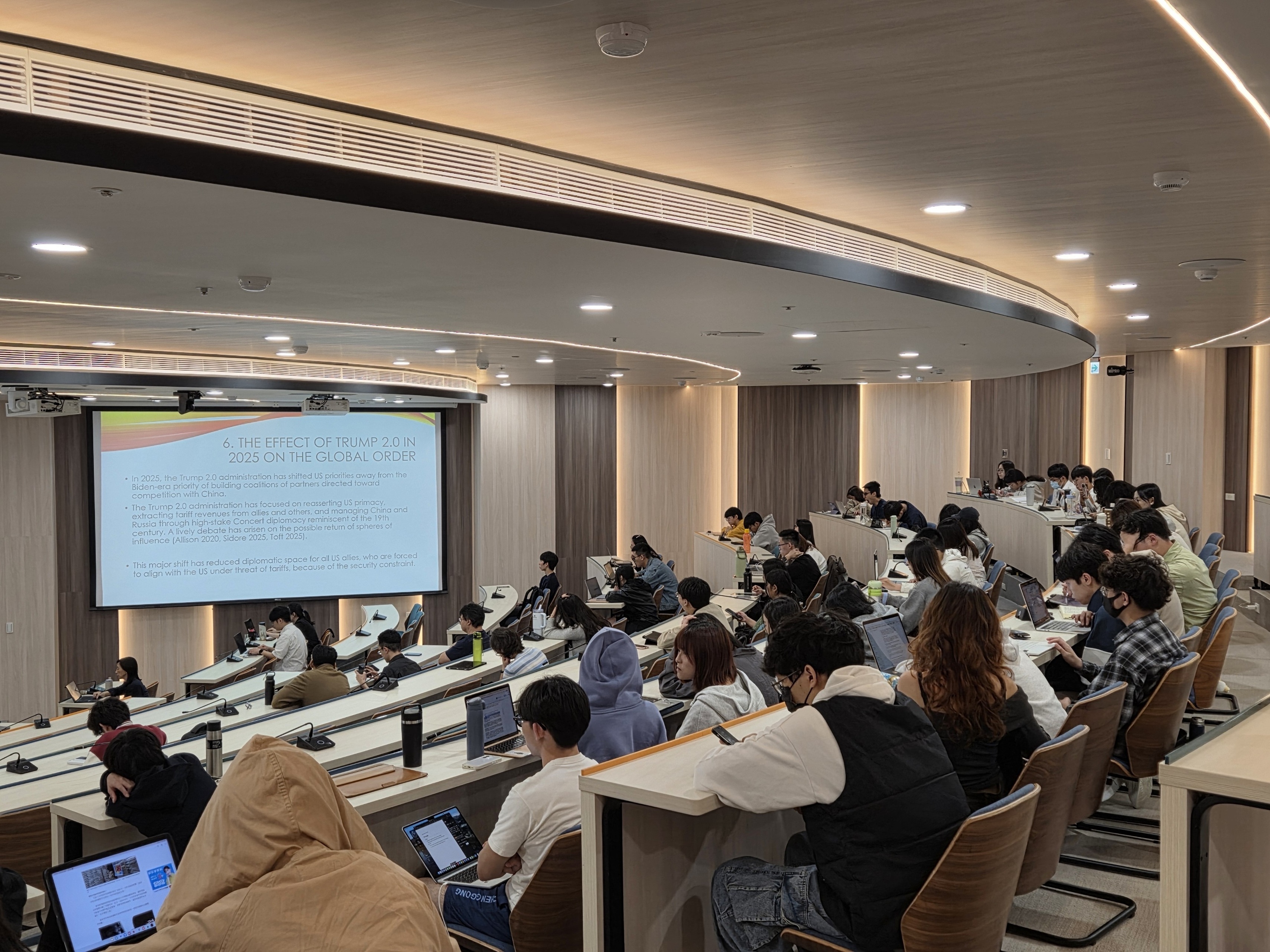 Students from different departments and programs were seen listening attentively as Dr. Yves Tiberghien spoke about his clear and compelling book analyzing how leading Global South states pursue hedgi